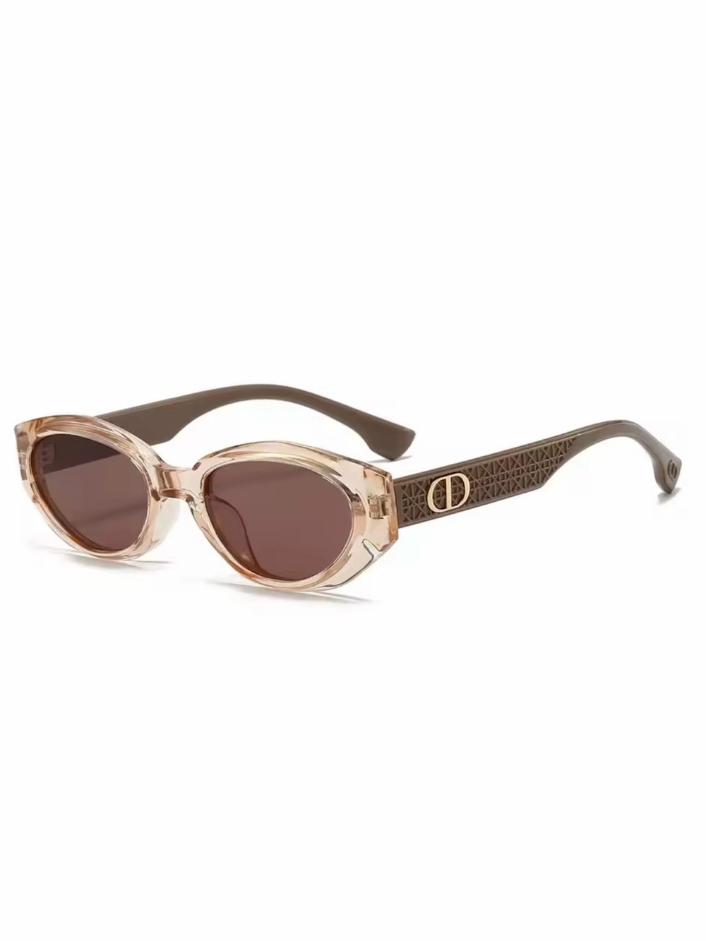 New designer inspired Beige Brown Logo-Accent Women's Sunglasses